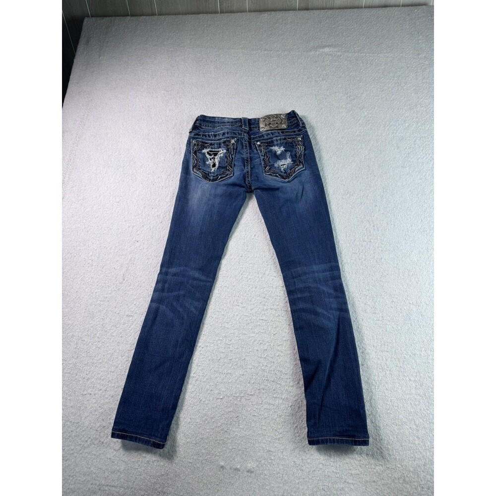 Miss Me Women's Size 26 Signature Skinny Jeans Distressed Embroidered